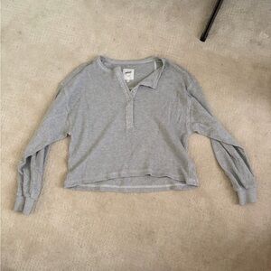 Aerie Light Gray Waffle Knit Top